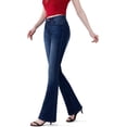 thumbnail image 3 of Pantalones vaqueros acampanados elásticos curvos de forma completa para mujer, azul oscuro, 6 cortos, 3 of 5