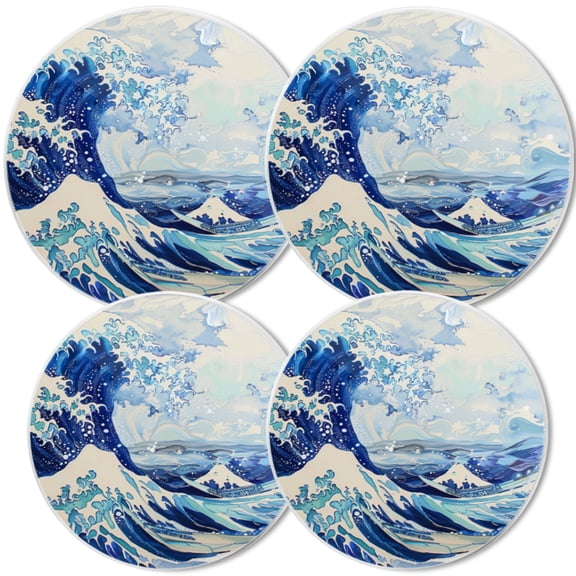 Gas Stove Burner Cover,White Electric Stove Top Protector,Easy to Clean,Majestic Ocean Wave In Dynamic Blues