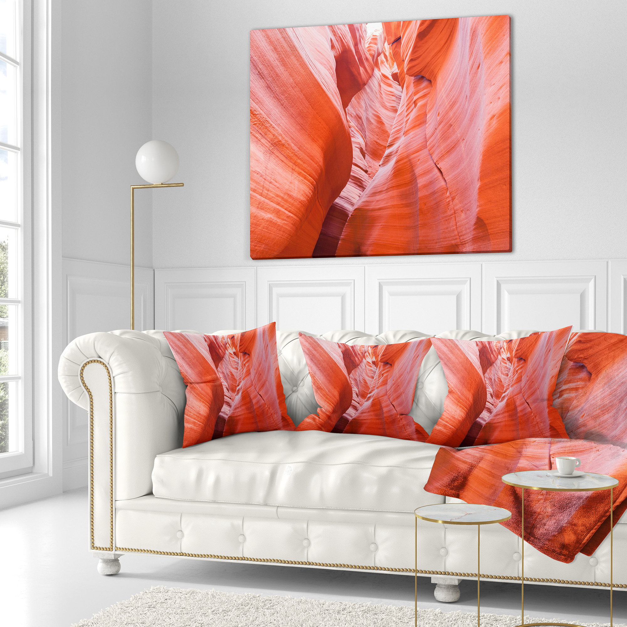 Designart Antelope Canyon Walls - Landscape Photo Throw Pillow - 16x16