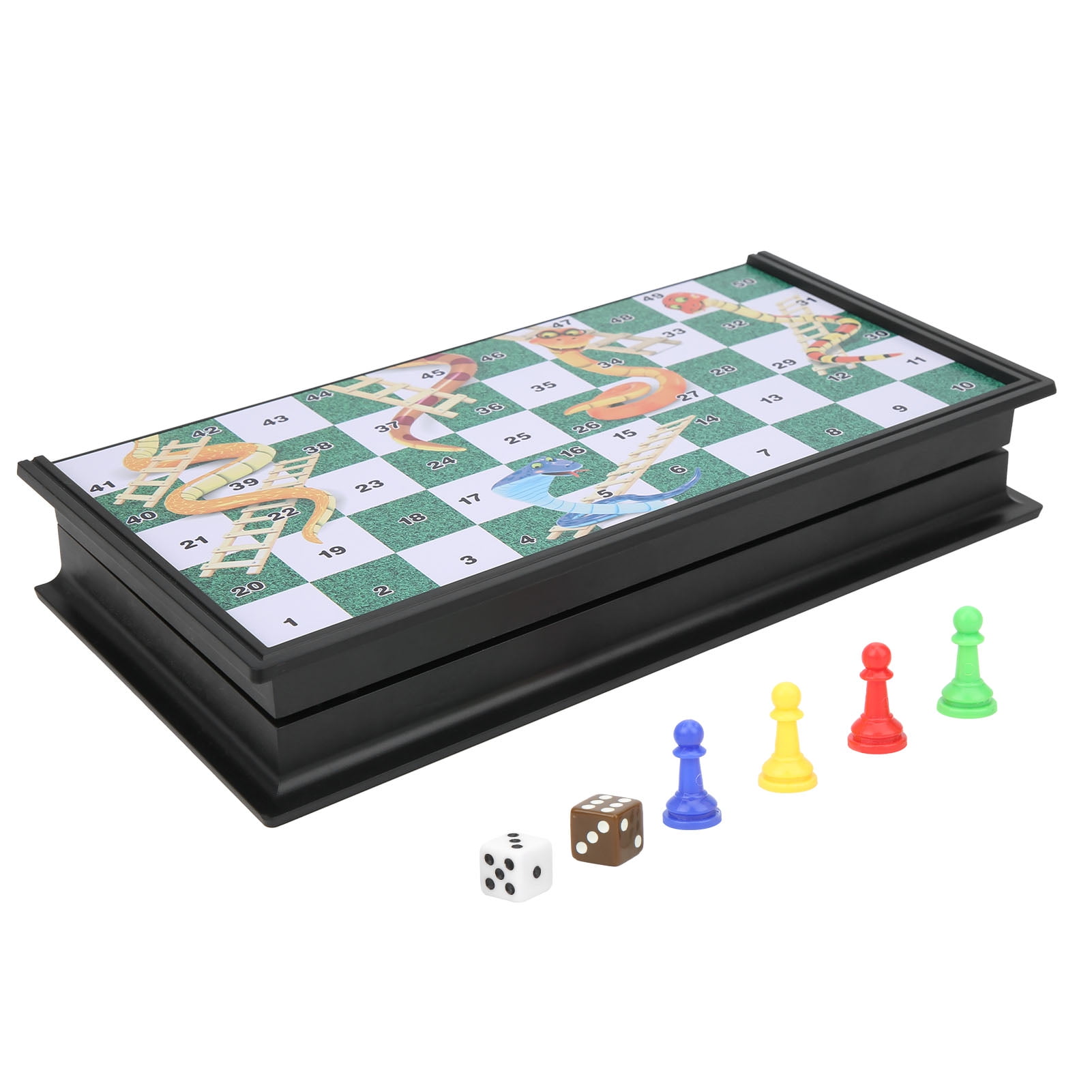 SNAKE AND LADDERS CHESS FOLD ABLE SETS MAGNETIC SOLID PLASTIC BOARD GAME LUDO 