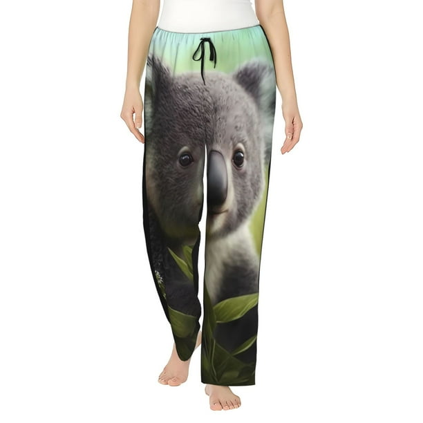 Fotbe Daisy Koala Pantalones de Pijama para Mujer, Pantalones de Dormir, Pantalones Pj con Cordón y Bolsillos-Small