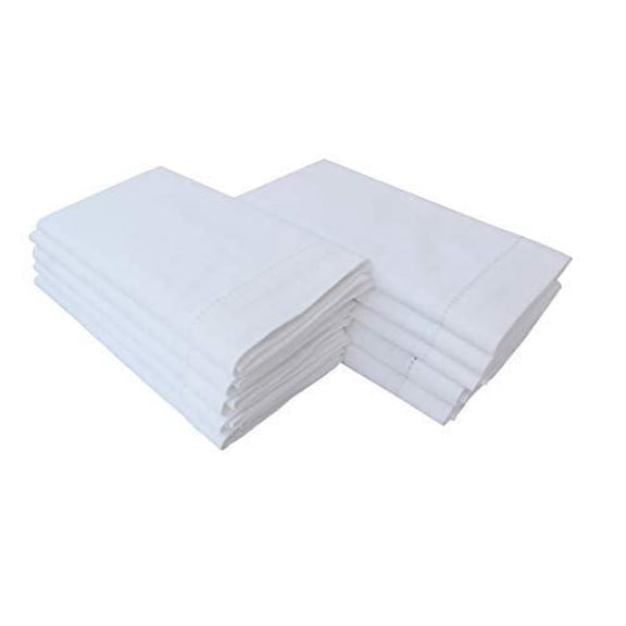 GFI LINEN CLUB 100% Cotton Ultra Soft Quality Dinner Napkins with Mitered Corners & 1/2 Inch Fold Selvedge, Durable & Pre-Washed, Set of 12, 20x20 Inch in WHITE Color, Highly Absorbent