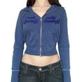 thumbnail image 1 of hirigin Women Zip Up Hooded Jacket Slim Fit Casual Letter Long Sleeve Crop Jacket Autumn Outwear, 1 of 9