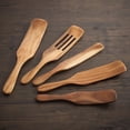 thumbnail image 4 of Gustave Wooden Spurtle Set of 5 Kitchen Utensils Non Stick Wood Spoons Spatulas Spurtles Kitchen Tools Heat Resistant Cookware Sets for Cooking Stirring Mixing Serving, 4 of 7