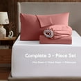 thumbnail image 2 of LammaLoe Extra Deep Pocket Sheets Twin Set, 3 Piece, Fits 18"-24" Mattress, Breathable & Extra Soft Bed Sheets, Pink Clay, 2 of 8