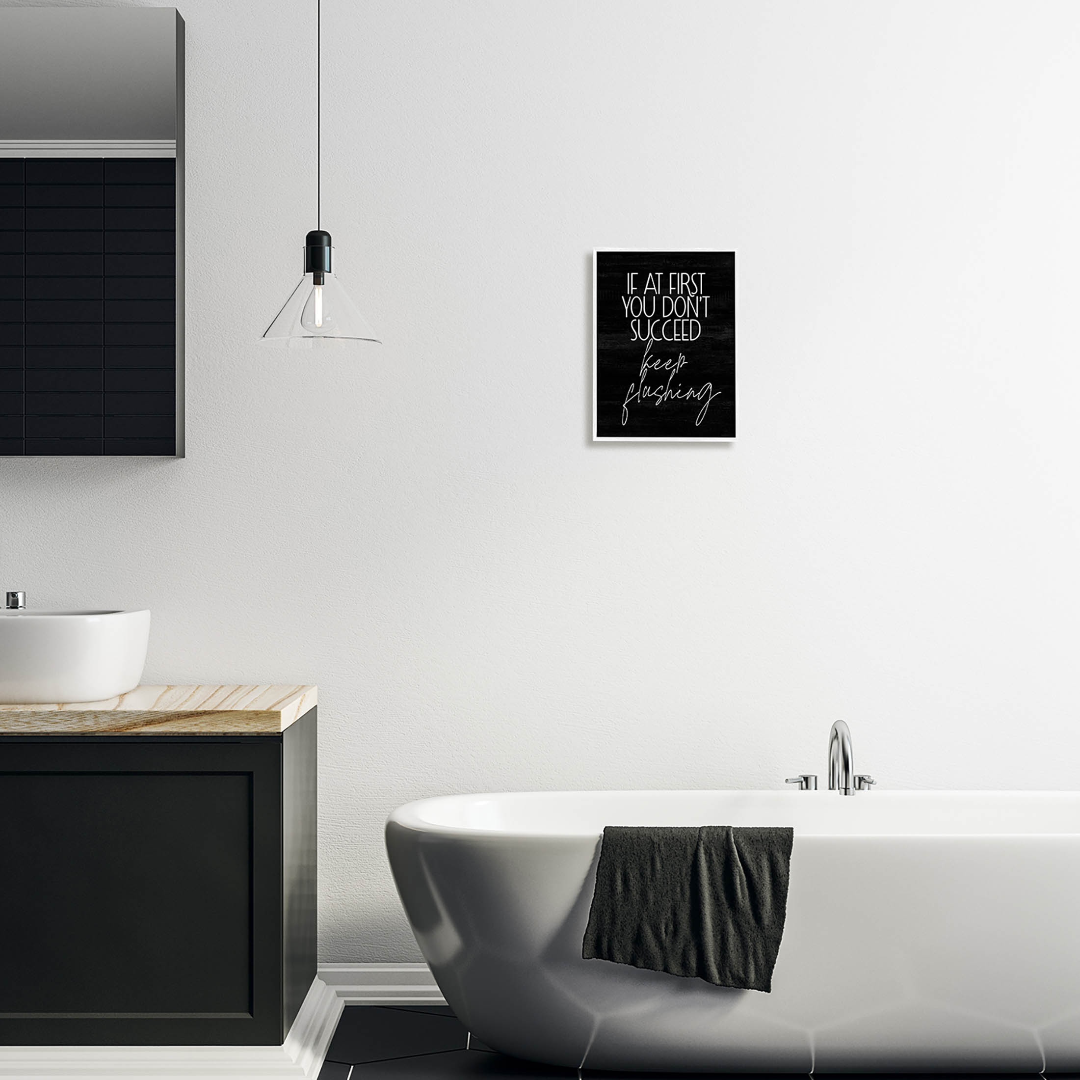 Stupell Industries Keep Flushing Funny Bathroom Graphic Art White Framed Art Print Wall Art, Design by Lil' Rue