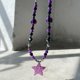 thumbnail image 4 of Collar de estrella de cinco puntas con lentejuelas moradas y cadena de clavícula con cuentas de nicho de tendencia, 4 of 5