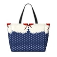 thumbnail image 2 of Lsque Vintage Blue Polka-dot Beach Travel Bag - Water-Resistant, Large Capacity Lightweight Tote with 7 Pockets for Women and Men - Perfect for Beach, Pool, Gym, and Travel, 2 of 7
