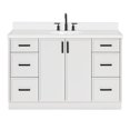 thumbnail image 2 of Ariel Kelly 55 Inch Single Oval Sink Bathroom Vanity With Pure White Quartz Countertop 1.5 Inch Edge In White, 2 of 12