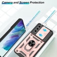 thumbnail image 2 of for Samsung Galaxy S21 FE Case with HD Screen Protector, Heavy Duty Shockproof with 360 ° Rotation Metal Kickstand [Military Grade] Protective Case for Galaxy S21 FE 5G, Rose Gold, 2 of 14