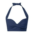 thumbnail image 4 of Underwire Bikini Tops Navy Women Halter Swimwear Tops Underwire Full Coverage Bikini Top Push Up Swim Crop Top Tie Back Bathing Suit Tops Female Womens Bikini & Tankini Tops(Dark Blue,XXL), 4 of 5