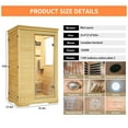 thumbnail image 5 of 1 Person Mini Far Infrared Sauna Room, Wood Side-Opening Indoor Sauna Low EMF 5 Heating Panels 1050W Infrared Therapy for Personal Wooden Dry Sauna Home Spa Room Valentine's Day, 5 of 5