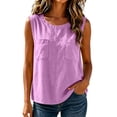 thumbnail image 2 of Gamivast Sleeveless Tank Tops for Women Crewneck Shirts with Chest Pockets Casual Loose Fit Summer Blouses Basic Solid Color Tunic Tees for Daily Office Business Wear Purple M, 2 of 8