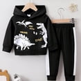 thumbnail image 2 of Quealent Toddler Baby Boy Clothing Sets Little Dinosaur Printed Hoodies & Pants Kids 2pcs Outfits 2025 Black for Size 3-4 Years, 2 of 5