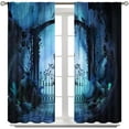 thumbnail image 3 of Fantasy Nature Curtains for Windows, Gothic Gate Fantasy Forest Theme Curtains for Living Room, Magic Dreamland Fairy Landscape Pattern Blackout Drapes 2 Panel Sets, 42x63 Inch, 3 of 6