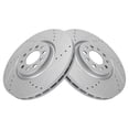 thumbnail image 2 of TRQ Front Performance Brake Rotors Set Premium G-Coated Cross Drilled & Slotted Fits Select 2015-2017 Chrysler 200 2014-2021 Jeep Cherokee, 2 of 6