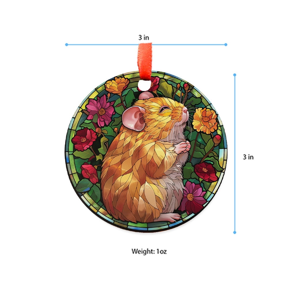 Ecstatic Golden Hamster Christmas Ornament, Ceramic/Acrylic Ornament, Gift for Mom, Romantic Valentine Decoration, Holiday Festival Ornament, Commemorative 2025