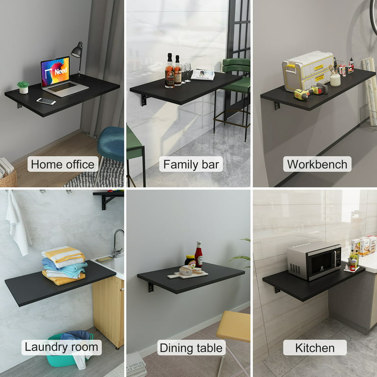  Wall-mounted folding table, folding bar table, foldable craft  table, can be installed without drilling, strong load-bearing, suitable for  dressing table, kitchen and other small space scenes ( Color : Home 