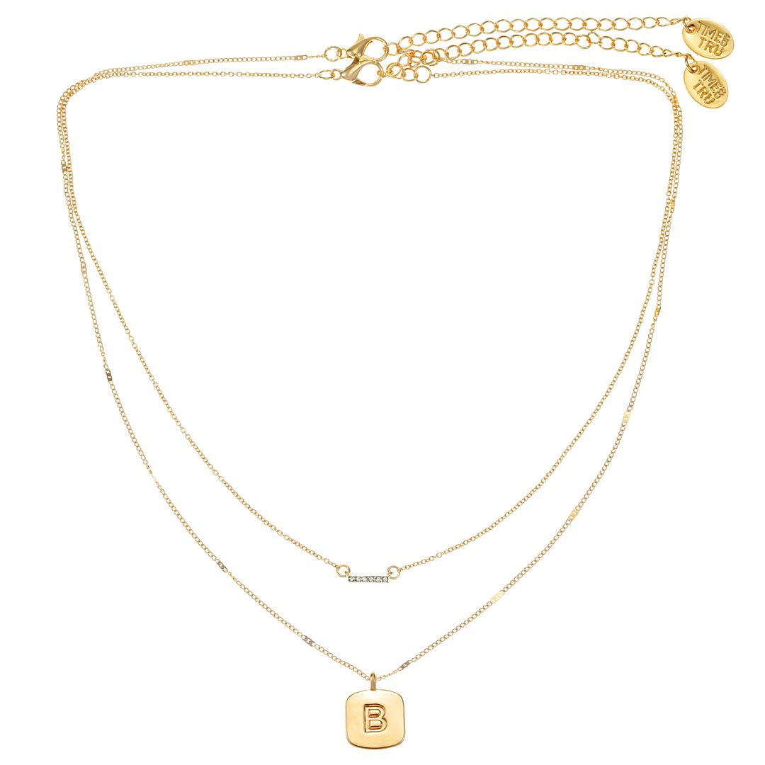 Time and Tru Women's Initial Letter "B" Necklace Set, 2-Piece