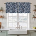 thumbnail image 2 of Dandelion Tier Curtains, Navy Blue Flowers Modern Minimalist Spring Light Filtering Kitchen Curtains, 2Pcs Rod Pocket Half Window Treatments Panels for Sink Cafe Cabinet Camper 27.5x36 Inches, 2 of 9