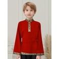 thumbnail image 5 of iiniim Boys Traditional Folk Shirt Embroidered Bell Sleeve Tunic Top for Carnival Festival Red 10, 5 of 7