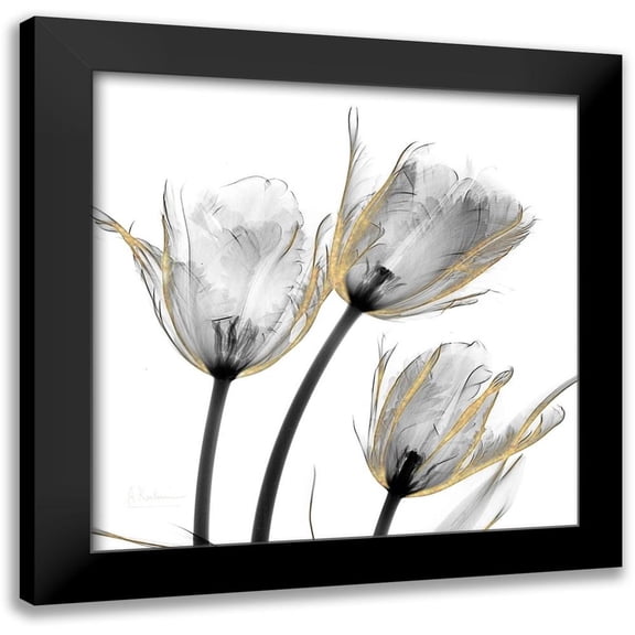 Koetsier, Albert 12x12 Black Modern Framed Museum Art Print Titled - Gold Embellished Tulips 2
