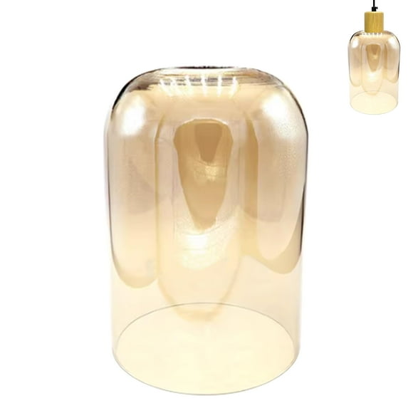 FSLiving 1-Pack 5.8" Clear Amber Glass Blown Lamp Shade Replacement, Mini Cylinder Glass Lampshade Cover, DIY Torchiere Shade Decorative for Pendant Light Table Lamp Swag Ceiling Lamp Wall Sconce