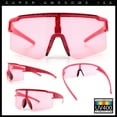 thumbnail image 2 of Color Mirror Lens Oversized Half Rim Sport Rectangle Monoblock Shield Plastic Sunglasses All Pink, 2 of 8