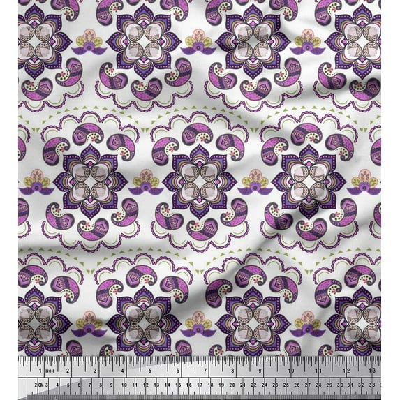 Soimoi Rayon Fabric Paisley & Floral Mandala Print Sewing Fabric Yard 42 Inch Wide