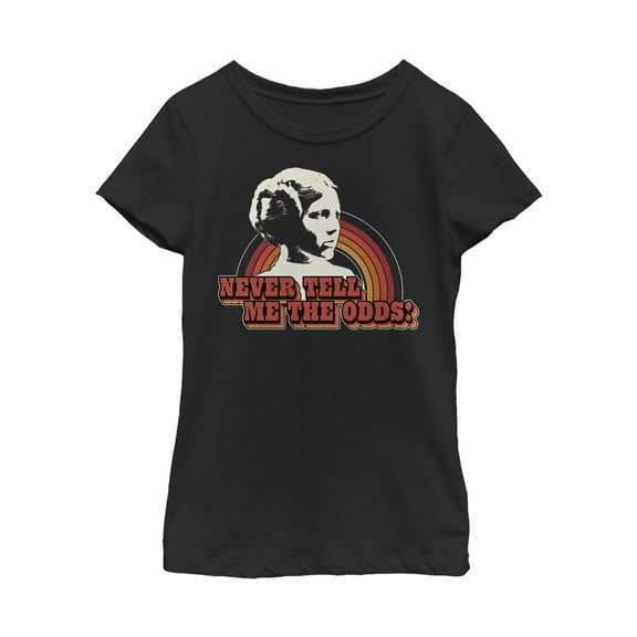 Girl's Star Wars Leia Never Tell Me the Odds  Graphic Tee Black Large