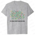 thumbnail image 1 of Estoy bien, todo está bien, ropa de mujer, luces navideñas, moda informal, ropa femenina, camisetas de manga corta, camisetas para mujer, 1 of 5