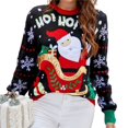 thumbnail image 3 of Women's Ugly Funny Cute Christmas Tree Snowflake Reindeer Santa Sweater Knitted Pullover Tops Black XXXL, 3 of 7