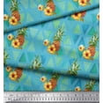 thumbnail image 3 of Soimoi Blue Poly Georgette Fabric Triangle & Pine Fruits Decor Fabric Printed Yard 52 Inch Wide, 3 of 5