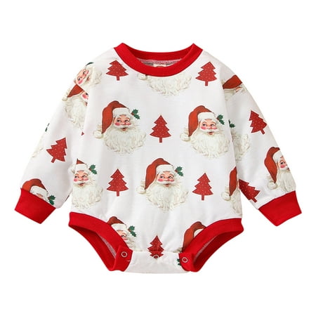 

BSDHBS Boy Jumpsuit Xmas Baby Boys Girls Cartoon Long Sleeve Bodysuit Romper Christmas Sweatshirt Outfit