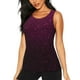 thumbnail image 1 of Fotbe Dark Purple Glitter Blusas Sin Mangas para Mujer – Estilo Casual, Corte Suelto, Slim-Fit, Cuello Redondo Deportivo, Tops de Verano para Gimnasio y Yoga-X-Large, 1 of 7