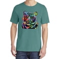 thumbnail image 2 of Wild Bobby,Cool Rainbow Neon Trippy Jungle Tiger Eyes Animal Lover Garment-Dyed Washed Look Short Sleeve Tees, Emerald, Small, 2 of 3