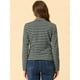 thumbnail image 4 of Allegra K Blazer a rayas con cierre de botón y bolsillo con solapa con muesca para mujer Gris blanco S, 4 of 6