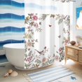 thumbnail image 6 of No Hook Shower Curtain, Pink Flowers Shower Curtains for Bathroom with See Through Top Window, Spring Floral Birds Elegant Botanical Watercolor Waterproof & Washable Bath Curtain Stall 48"x72", 6 of 9
