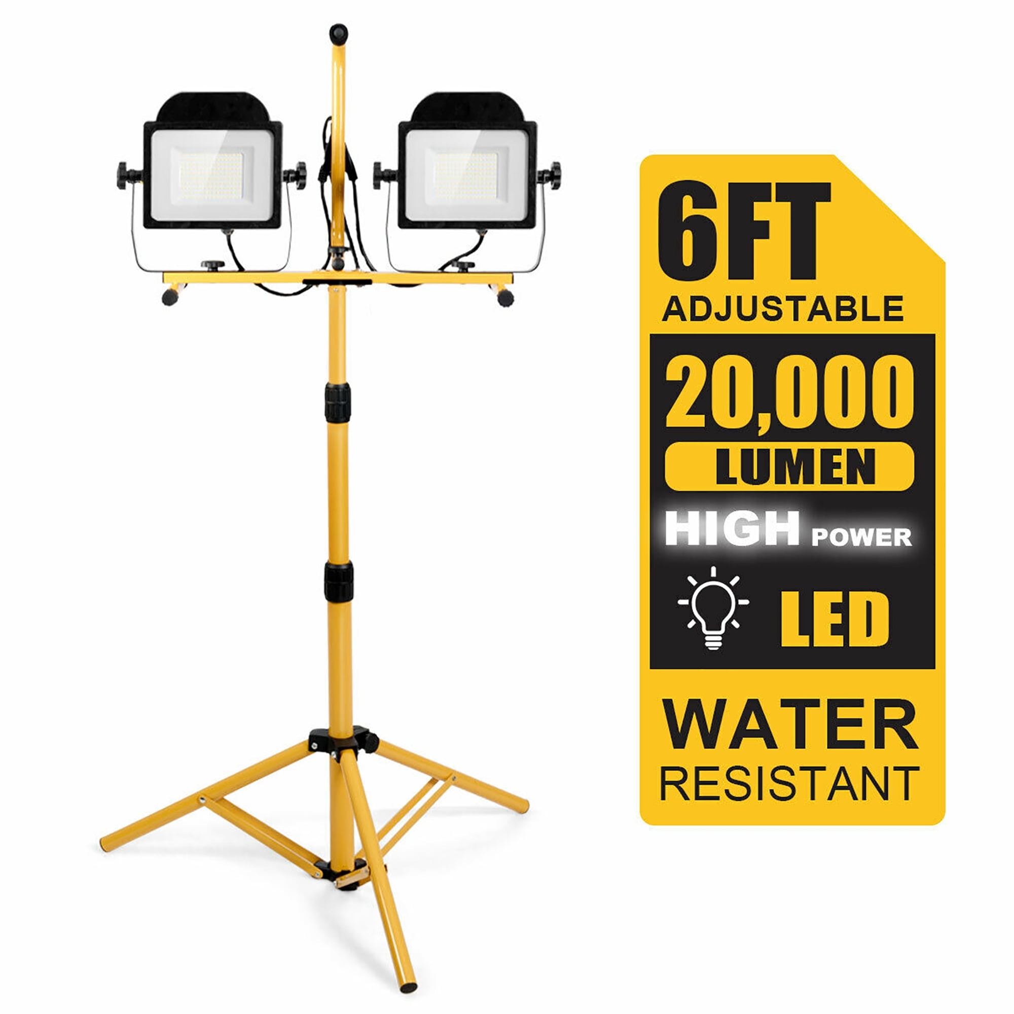 LED Flood Light Tripod Stand Camp Work Site Emergency Lamp Stand Single Twin 