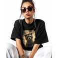 thumbnail image 2 of T Shirts for Women Short Sleeve Cotton Crewneck T-Shirt, Dreamlike Sky Clouds Raccoon Tee Tops Casual Basic T-Shirts, XS-5XL Black XXL, 2 of 7