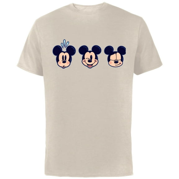 Disney Mickey Mouse Emoticon Expressions - Short Sleeve Cotton T-Shirt for Adults - Customized-Natural