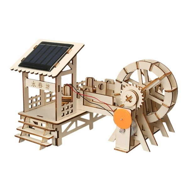 Kit de bloques de construcción de madera, kit científico, juguete tecnológico, juego de rueda hidráulica de molienda de arroz, modelo para secundaria