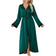 thumbnail image 2 of Nrmvnmi Women's Satin Robe Short Kimono Bathrobes Bride Bridesmaid Wedding Party Robes Sleepwear with Pockets, 2 of 9