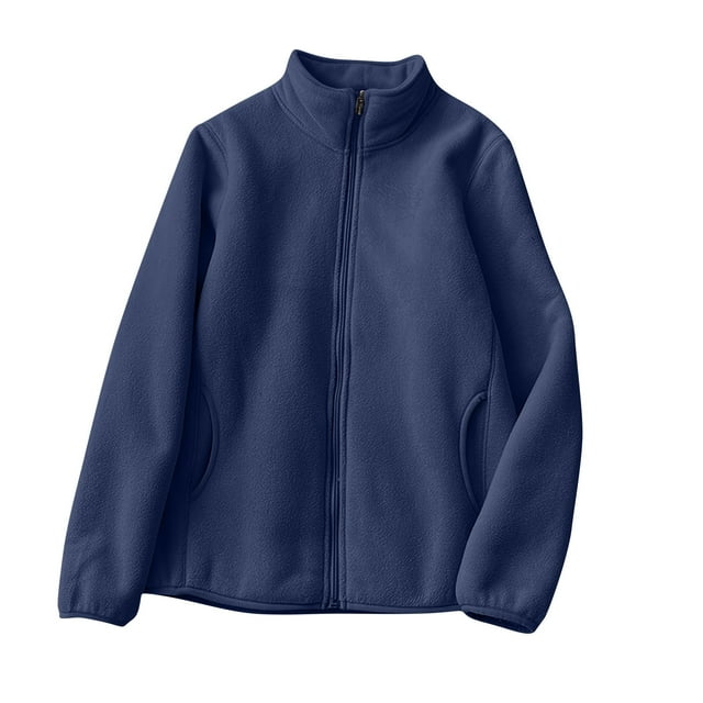 Veste en Molleton pour Femmes, Veste Sans Capuche à Fermeture Éclair à Manches Longues