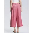 thumbnail image 5 of Womens Wide Leg Pants Cotton Gingham Plaid Culottes Summer Elastic Waist Palazzo Trousers Bottoms with Pockets Red L, 5 of 6