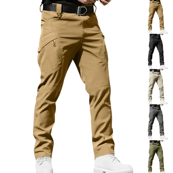 Work Pants for Men Loose High Elasticity Waterproof Multi Pocket Fitness Pants Cargo Pants Trousers Brown 3XL