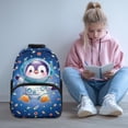 thumbnail image 2 of Yuyamidu Penguin Backpacks for Girls Boys School Bookbag with 2 Sides Mesh Pockets, High School Back Pack Kids Teens Schoolbag Trabel Daypacks, 2 of 7