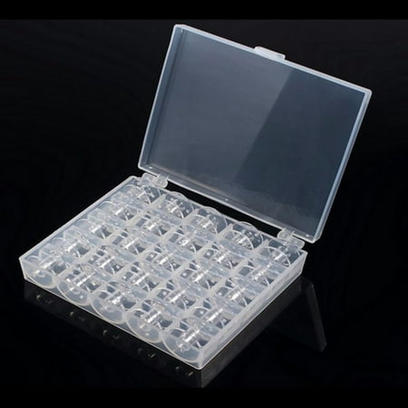 Transparent Storage Box 25 Grids Sewing Thread Mini Box with 25 Bobbins ...