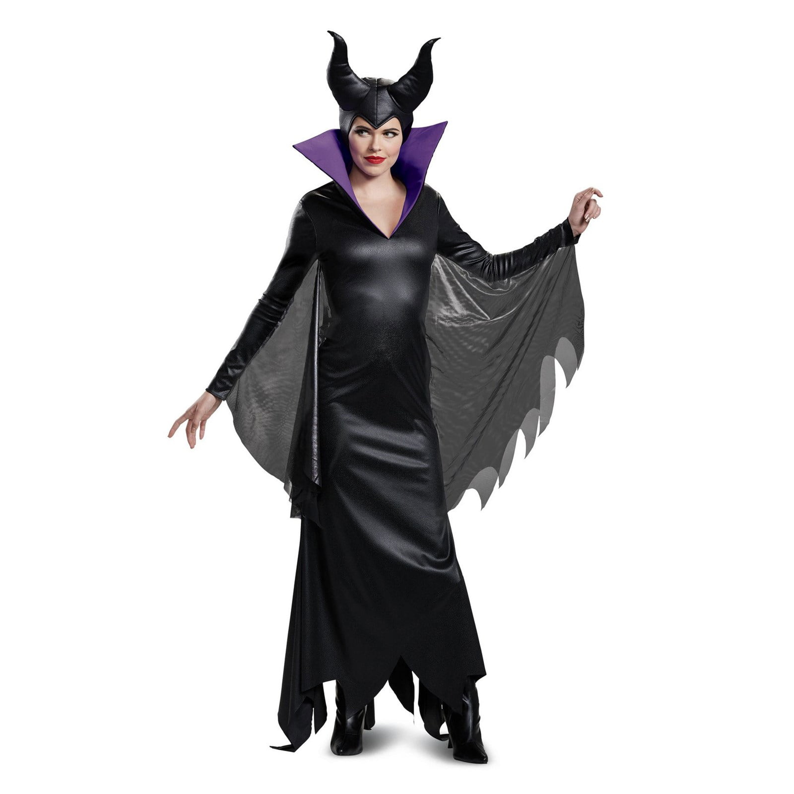 Movie Maleficent Costume Black Witch Christening Gown Fancy Dress With Horn US 