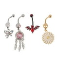 thumbnail image 1 of 4pcs Rhinestone Belly Button Rings Exquisite Body Piercing Nails Accessories, 1 of 8